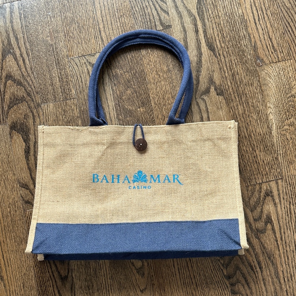 Tan and Blue Women's Tote Bag
